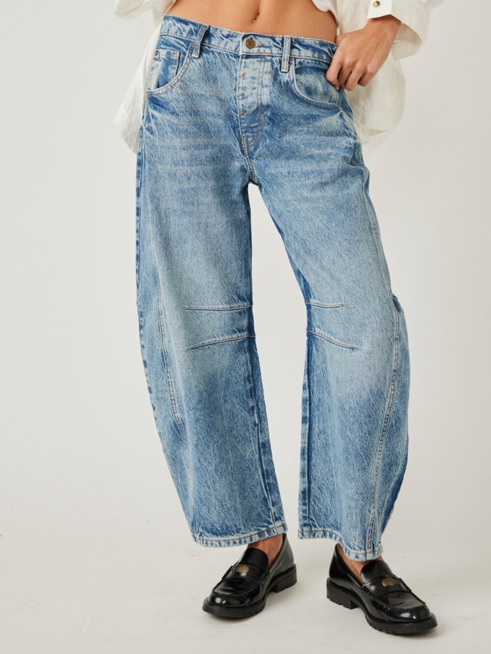Free People Light Blue Wide-Leg Jeans
